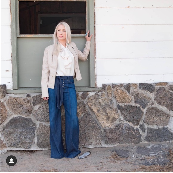 Anthropologie 7 FAMK Wide Leg Belted Button Front - Picture 6 of 8